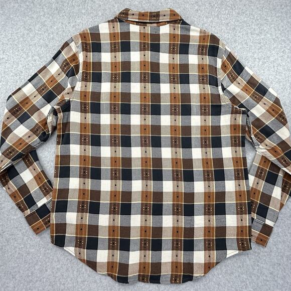 Frye Jacquard Flannel Shirt Men's Size Large Brown Plaid Button Up NEW Read - Picture 6 of 14